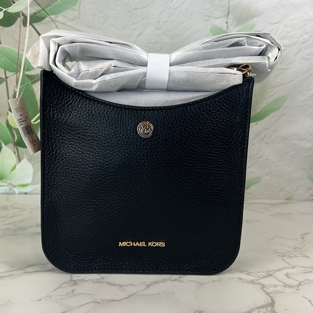 MICHAEL MICHAEL KORS Briley Small Pebbled Leather Messenger Bag Black